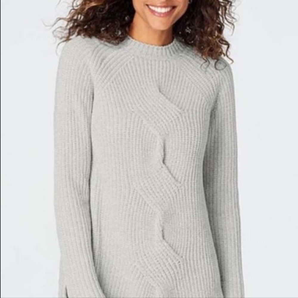J. Jill Chenille Cable Knit Sweater Pullover Gray | Size M
